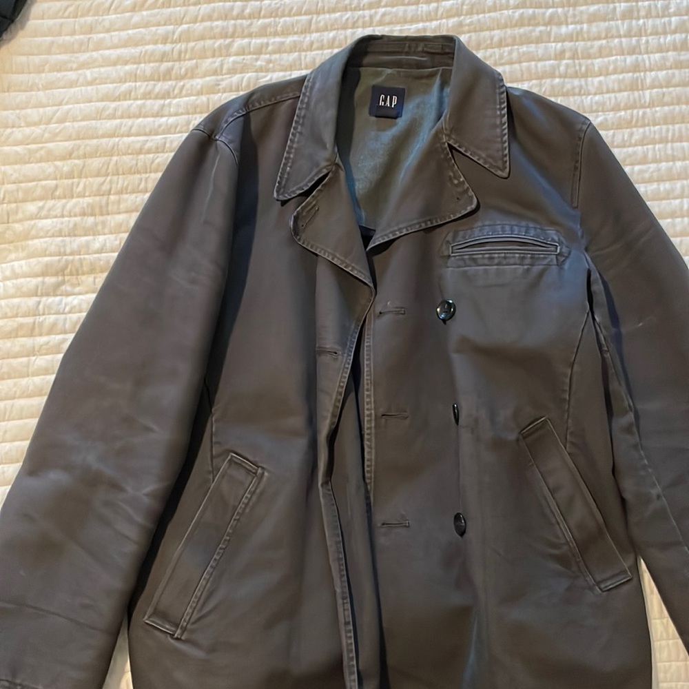 Mens Gap Canvas Dark Blue Pea Coat Jacket